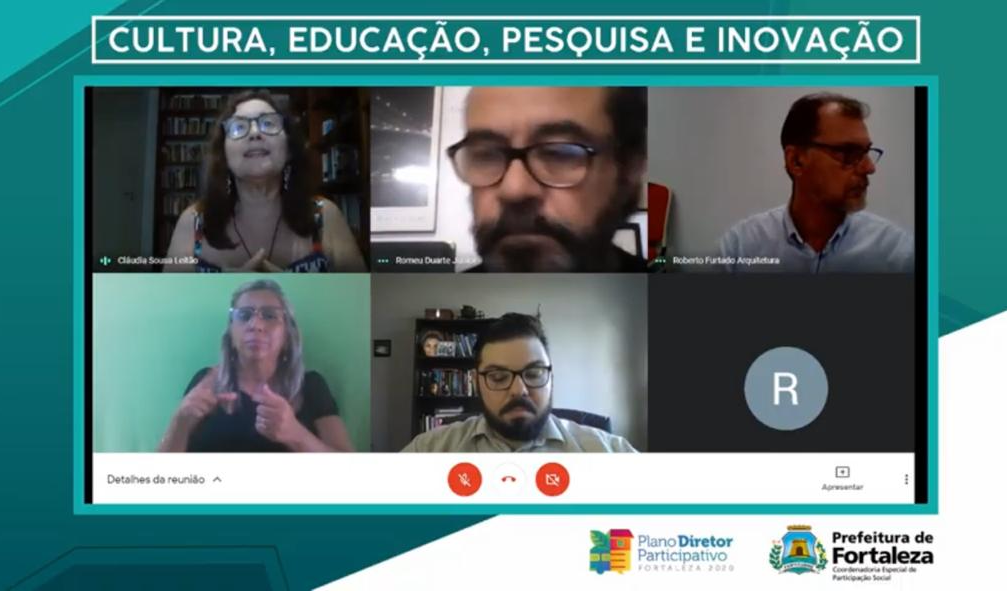 print de tela da live com fotos dos participantes e o título CULTURA, EDUCAÇÃO, PESQUISA E INOVAÇÃO escrito no topo